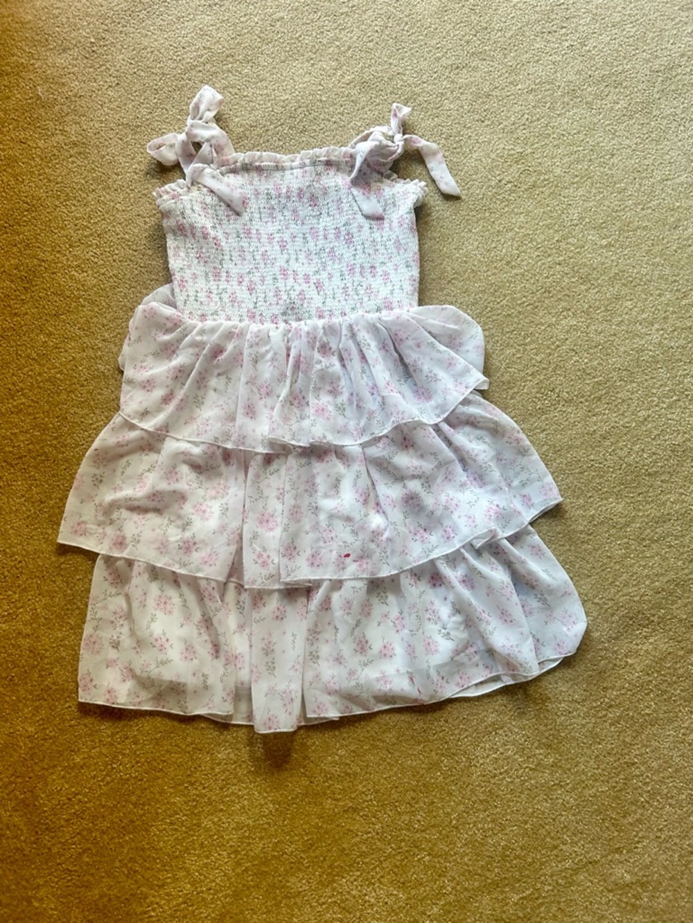 Celebrity Pink White & Light Pink Floral Tiered Sundress- Size Medium-never worn